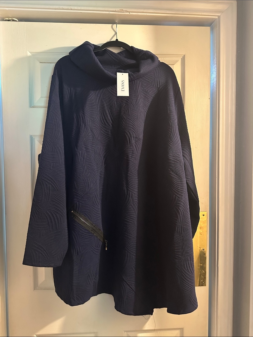 Evans Navy Textured Hooded Tunic 26w-28w